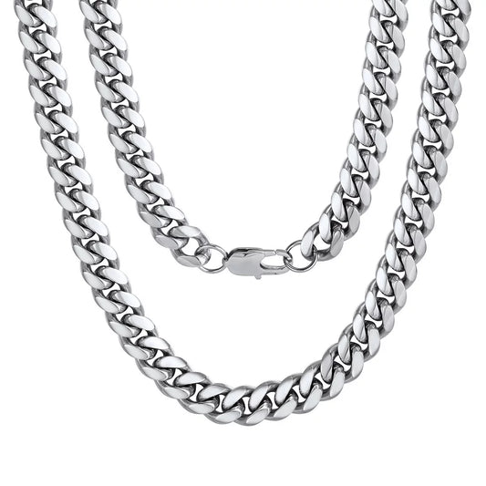 Men'S Stainless Steel Cuban Link Chain Necklace 10MM 18Inch Hip Hop Jewelry