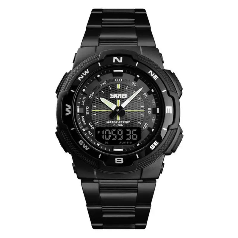 Casual Sport Watches for Men Wrist Watch Man Fashion Wristwatch Dual Time Outdoor Sports Waterproof Steel Band Electronic Watch