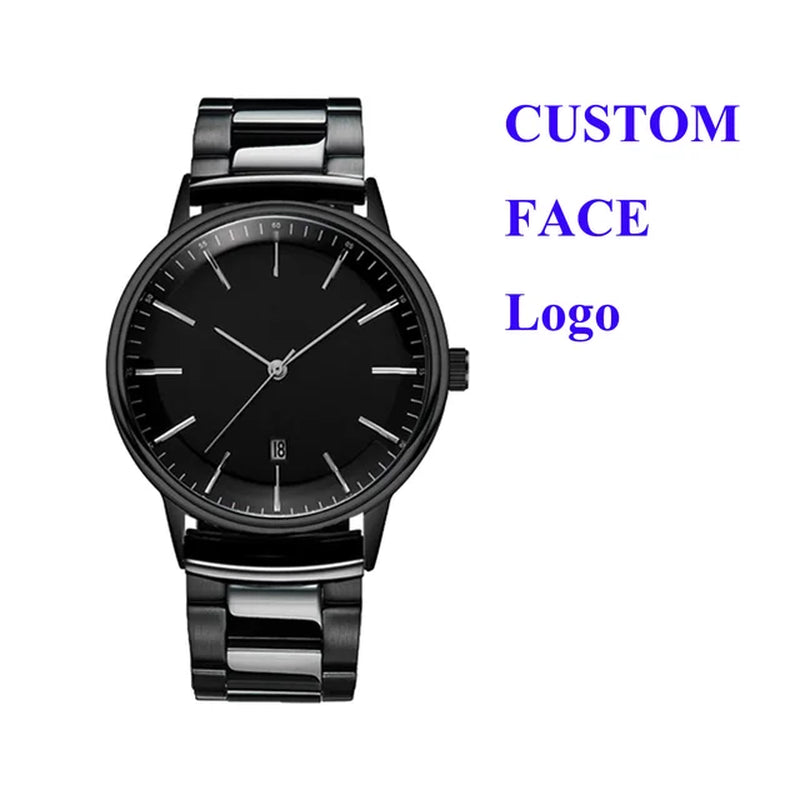 CL047G Stainless Steel Metal Band Calender Men Watch Simple Big Dial Watch Custom Logo