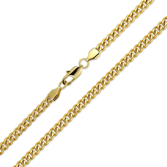 Mens 8MM Curb Cuban Chain Necklace Gold Plated Stainless Steel 24 Inch