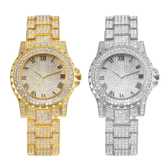 Men Watches Top Brand Luxury Watch Gold Silver Color Diamond Watch for Men Waterproof Wristwatch Relogio Masculino
