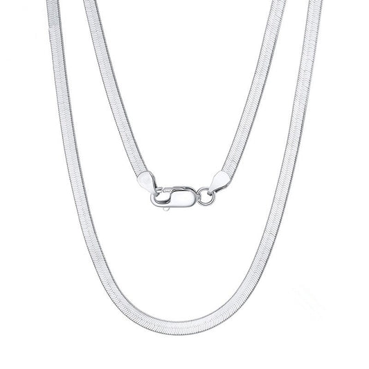 New 925 Sterling Silver Necklace 4Mm Blade Chain Snake Bone Necklace 45Cm/50Cm/60Cm Necklace Jewelry Gift